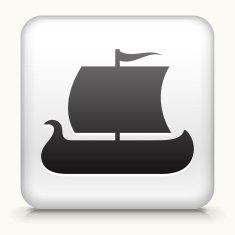 Square Button with Viking Ship