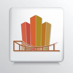 Square Architecture Real Estate Icon City Buildings And Bridge