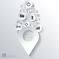 Location icon Flat abstract background with web icons Interface symbols