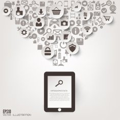 Flat abstract background with web icons Interface symbols Cloud computing N65