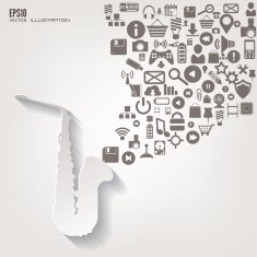 Music instruments icon Flat abstract background with web icons Interface N4
