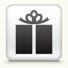 Square Button with Wrapped Present