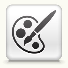 Square Button with Paint & Brush Utensils