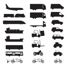 Silhouettes of various vehicles