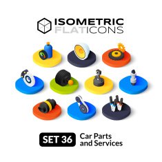 Isometric flat icons set 36