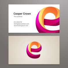 Modern letter E twisted Business card template N2
