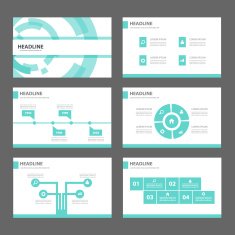 Blue technology presentation Templates flat design set for brochure flyer