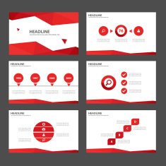 Red Infographic elements presentation template flat design set