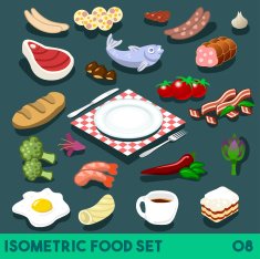 Diet Set 08 Food Isometric N2