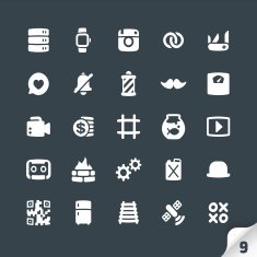 Set of Office and Media Icons N8