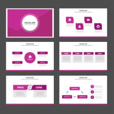 Pink Multipurpose Infographic elements presentation template flat design set
