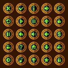 Flat steam punk game buttons