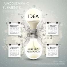 vector bulb hourglass infographic elements
