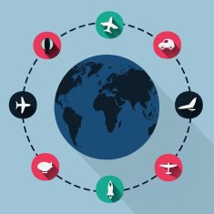 Paper clipped sticker globe transport Set N3