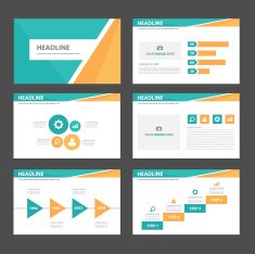 green orange infographic presentation template flat design