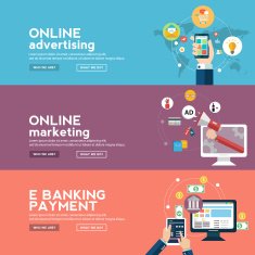 Online business banners set with advertising