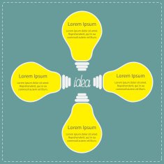 Four yellow light bulb Idea concept Business infographic