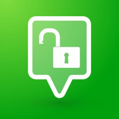 Square tooltip with an open lock