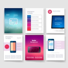 Templates Design Set of Web Mail Brochures Mobile Technology Infographic N405