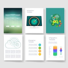 Templates Design Set of Web Mail Brochures Mobile Technology Infographic N409