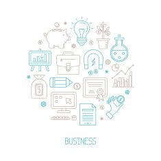 Set of vector business or finance icons and concepts