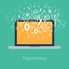 User programming coding binary code on notebook Icon for web