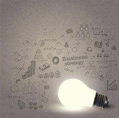Bulb and Business strategy on vintage tone background vector illustration