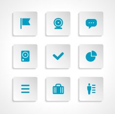Modern vector icons set bend paper effect N10