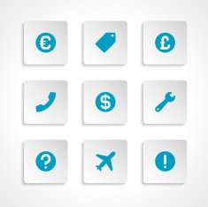 Modern vector icons set bend paper effect N12