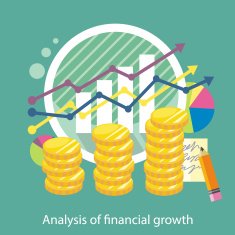Piles of Coins Against Arrows and Columns Chart