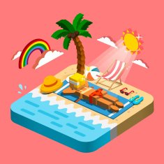 summer recreation concept 3d isometric infographic