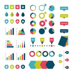 Collection of flat infographics elements N10