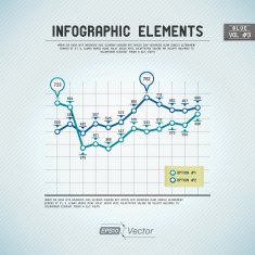 Infographic Elements Line Chart - Blue