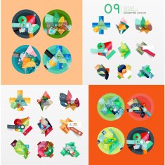 Modern geometric design temlates universal diagram banner number options workflow N16