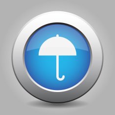 blue metal button with umbrella