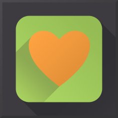 Flat design heart icon on black background N2