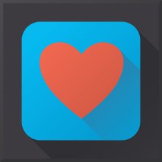 Flat design heart icon on black background N3