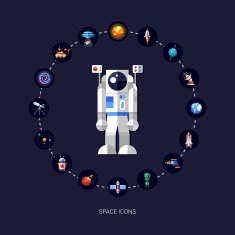 Set of space icons and infographics elements N3