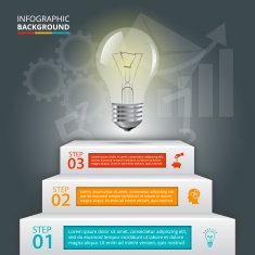 Business staircase conceptual infographic with lightbulb N2