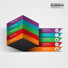 Abstract 3D digital business cube Infographic