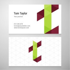 Modern letter T origami Business card template