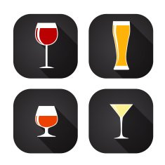 Modern Flat Dink Glass Icon Set for Web and Mobile