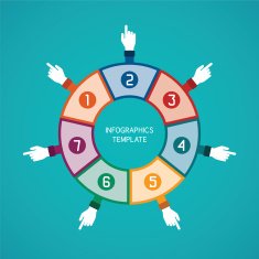 Abstract vector 7 steps infographic template in flat style N3