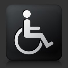Black Square Button with Wheel Chair User N2