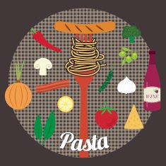Pasta Spaghetti Sausage Set Vector illustration