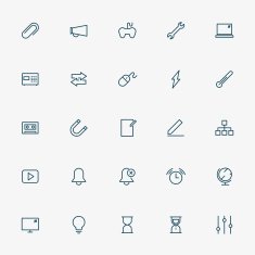 5x5 web line icons on white background