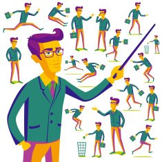 Flat people icons situations web infographic vector set Men lifestyle N26