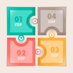 Infographics Four steps Square puzzle