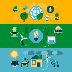 Eco energy horizontal banners set