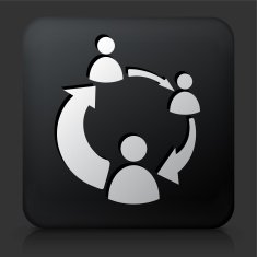Black Square Button with Contact Web Icon N2